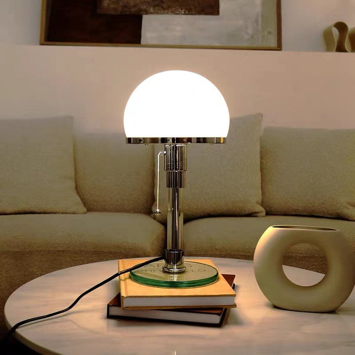 Table Lamp Glass Bauhaus Design With Pull Switch