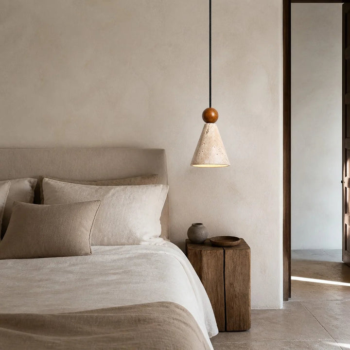 Pendant Light Travertine Cone Design