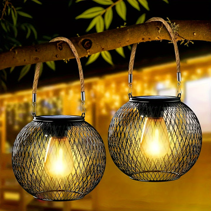 Solar lantern outdoor hanging lamp metal for garden and terrace