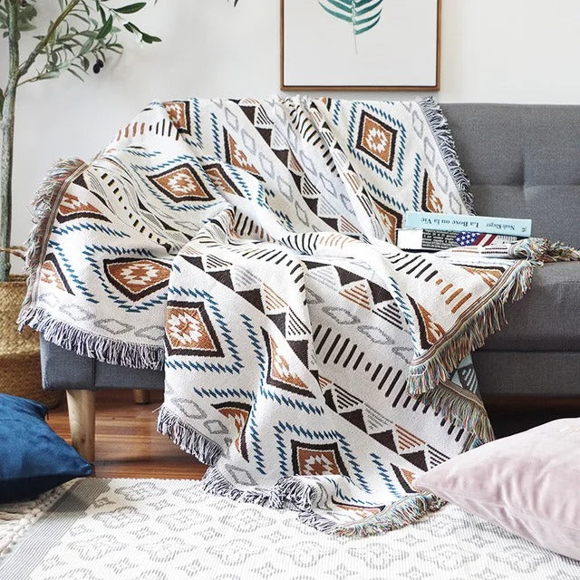 La Boheme blankets with colorful fringes 