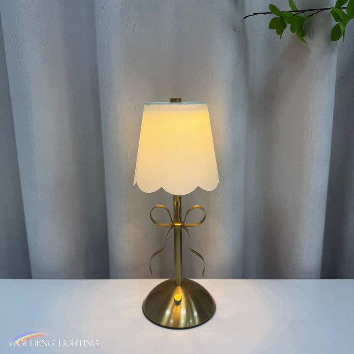 Table Lamp Fabric Vintage Bow Detail Warm Light