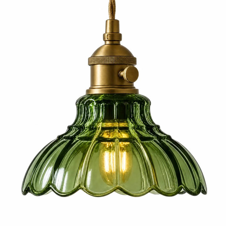 Glass Pendant Light Vintage Flower Design