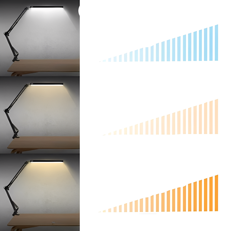 LED Klemmlampe – Faltbare Schreibtischlampe mit USB-Anschluss und flexiblem Arm