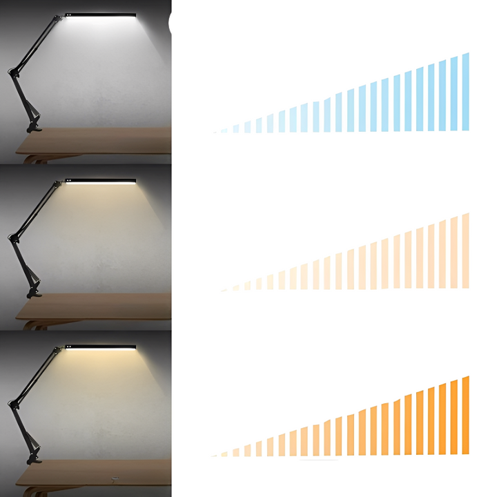 LED Klemmlampe – Faltbare Schreibtischlampe mit USB-Anschluss und flexiblem Arm