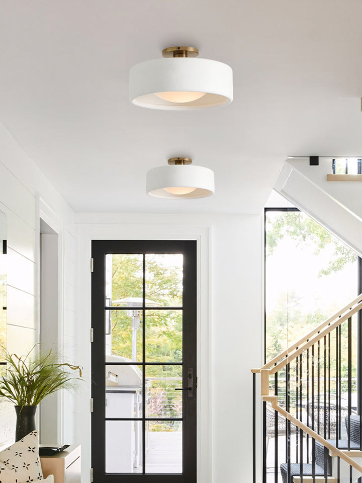 Porcelain ceiling light – Modern flush mount lamp with metal base