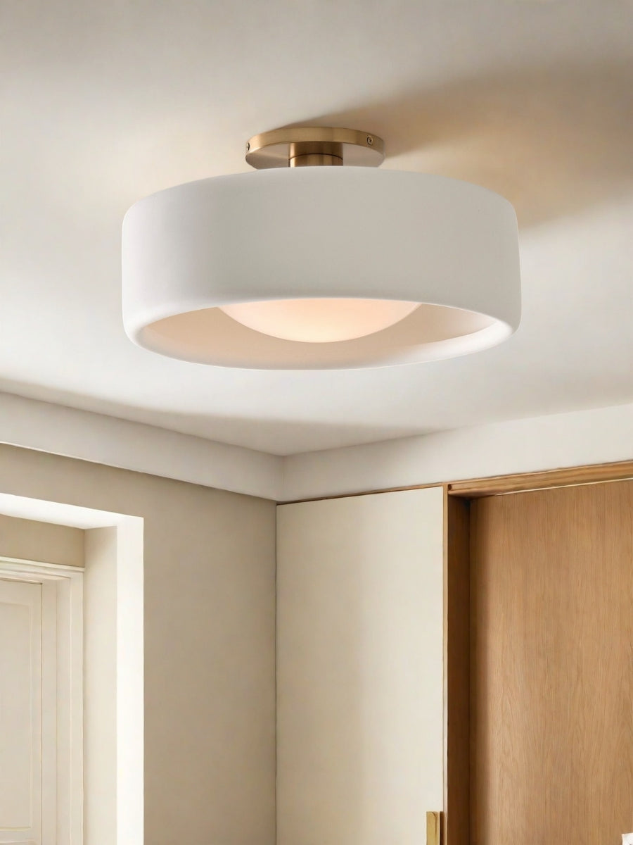Porcelain ceiling light – Modern flush mount lamp with metal base
