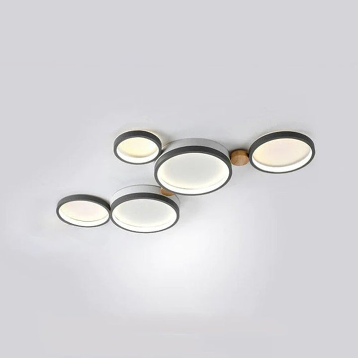 Modern LED ceiling light with grey metal rings 