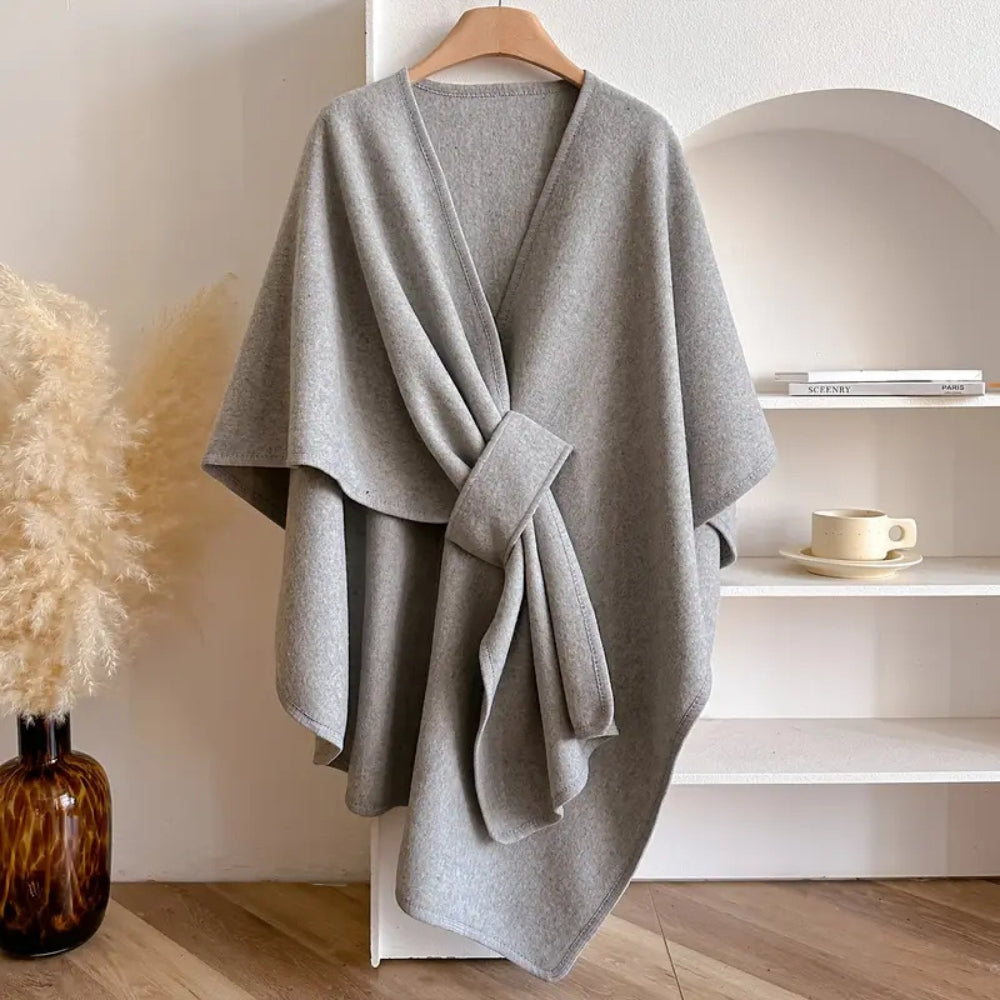 Damen Poncho Mantel Mit Winddichtem Design