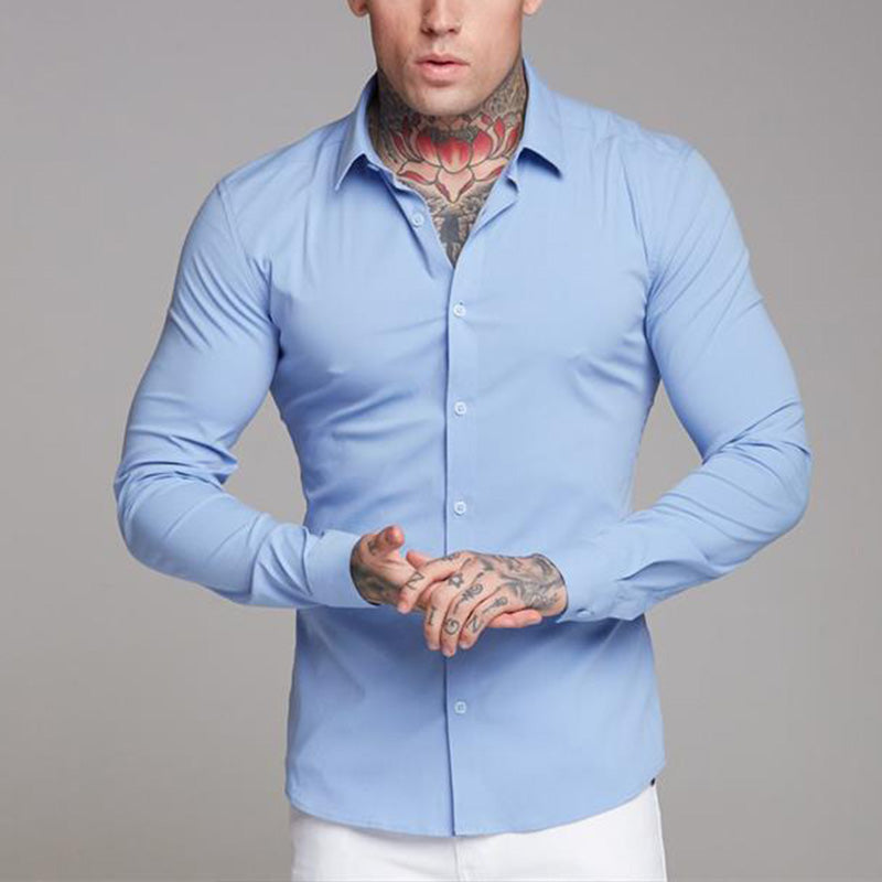Men's slim-fit long-sleeved shirt