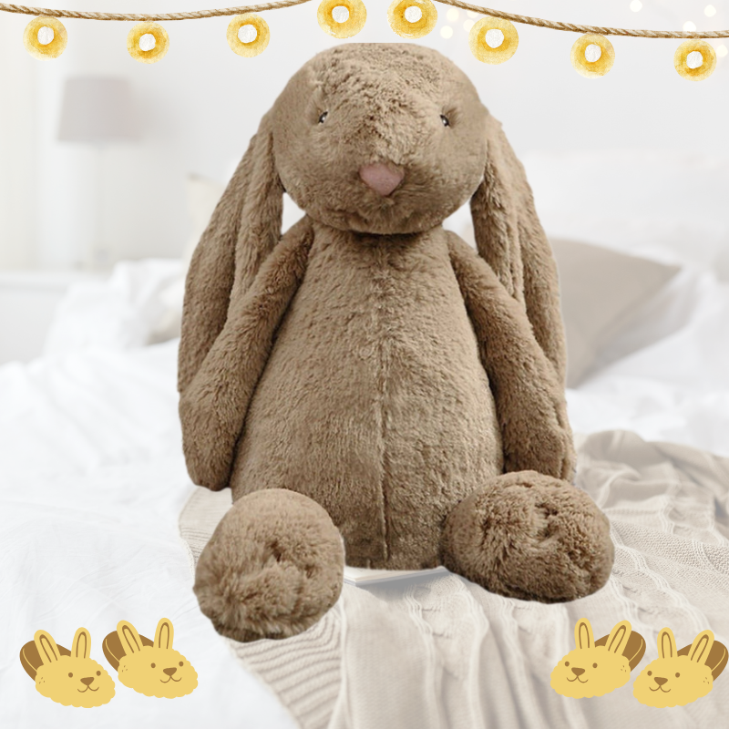 Plush rabbit with long ears – cuddly toy for children and adults