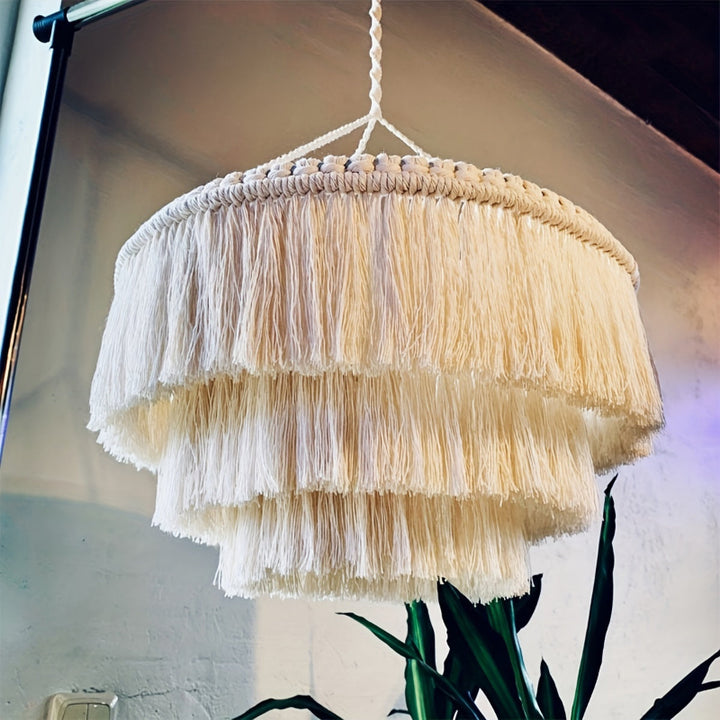 Boho macrame hanging lamp with tassels