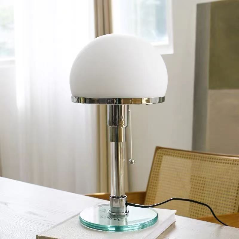 Table Lamp Glass Bauhaus Design With Pull Switch