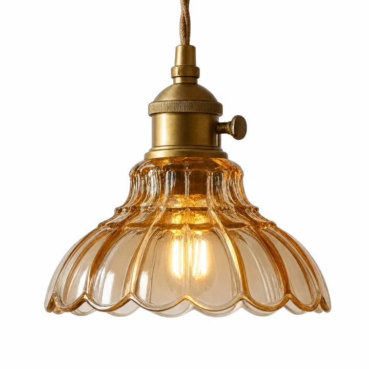 Glass Pendant Light Vintage Flower Design