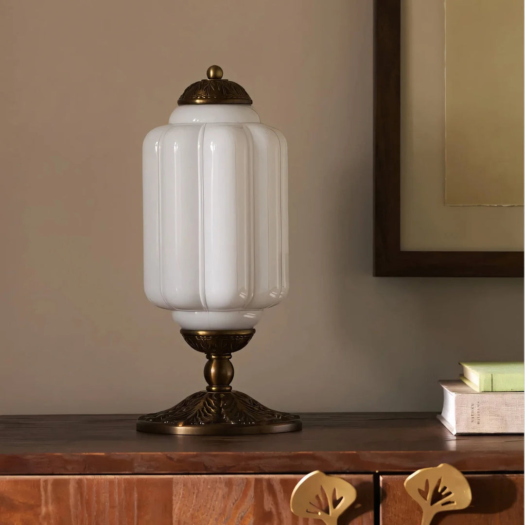 Table Lamp Glass Textured Cream Retro Design