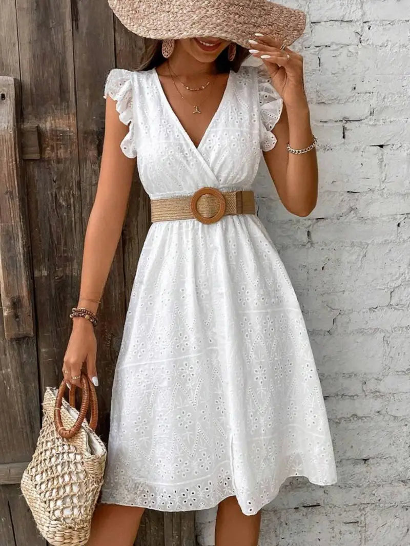 Flutter Sleeve Dress with Flowing Silhouette