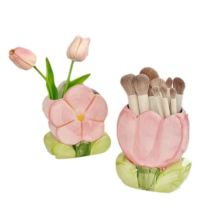 Keramik Stifthalter Blumenmotiv