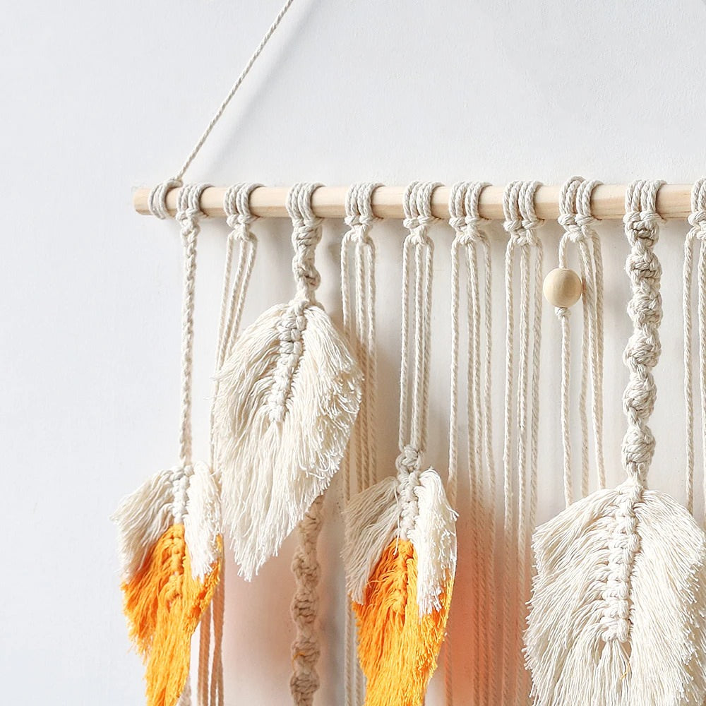 Makramee-Wandbehang Boho-Blatt-Design