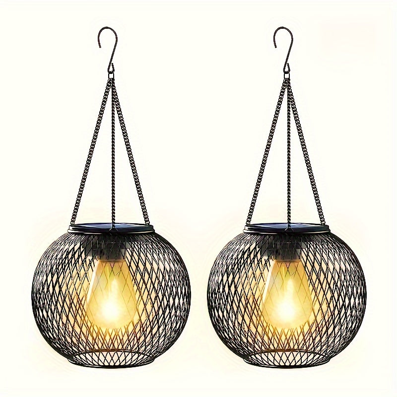 Solar lantern outdoor hanging lamp metal for garden and terrace