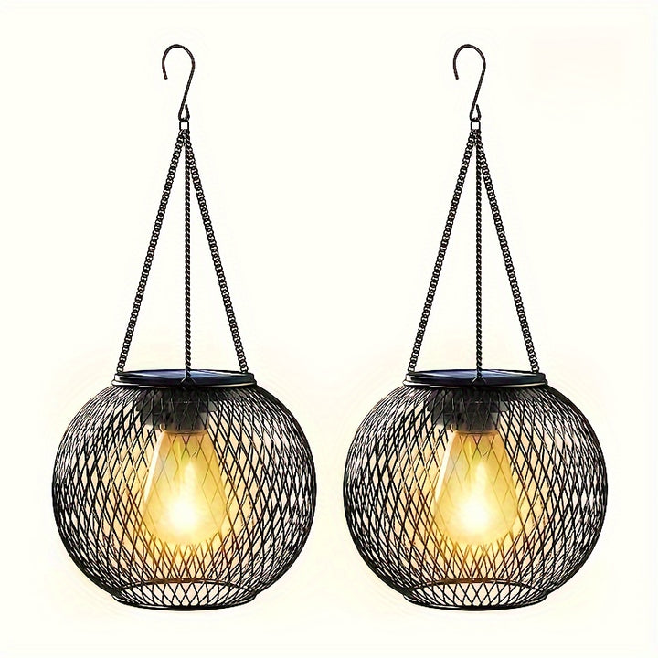 Solar lantern outdoor hanging lamp metal for garden and terrace