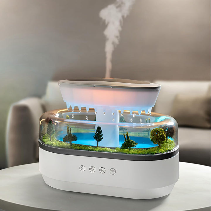Waterfall Diffuser – Aromatherapy Humidifier with LED &amp; Rain Effect