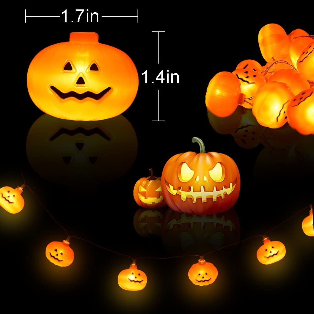 Kürbis-Lichterkette mit 40 LEDs für Garten, Terrasse oder Balkon