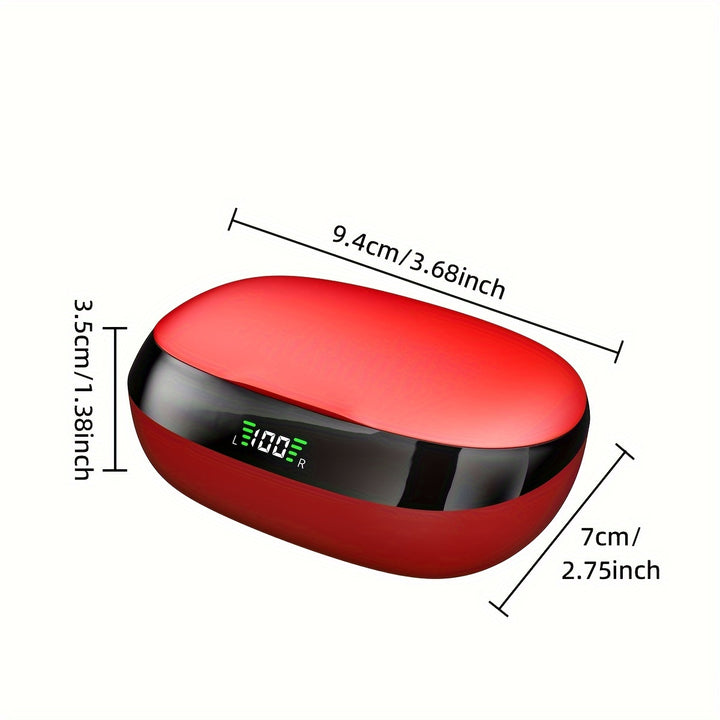 Wireless sports in-ear headphones with ENC microphone and LED charging case