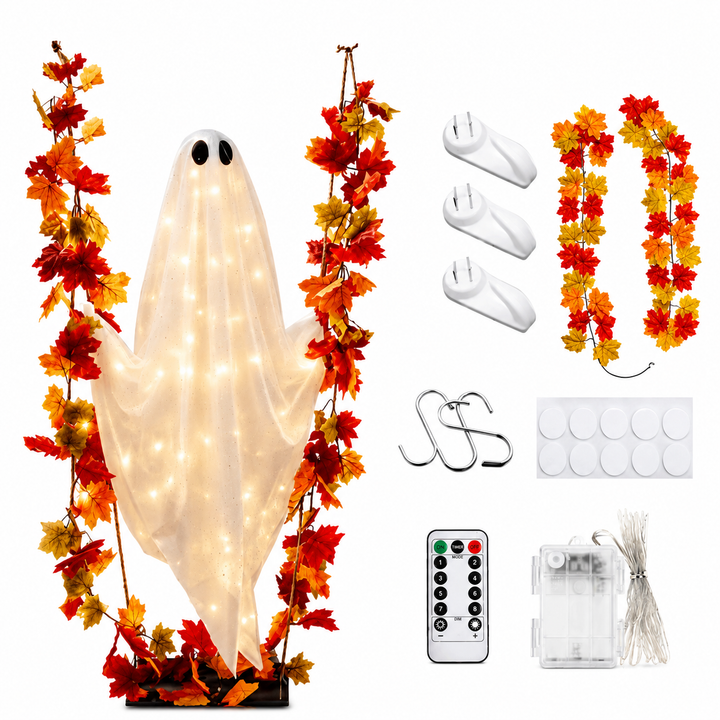 Schaurige Geisterdekoration für Halloween mit leuchtender LED-Beleuchtung