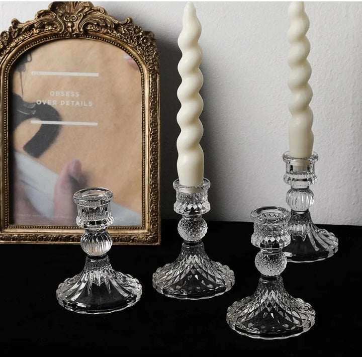 Kristallglas Kerzenhalter Set mit 6 Vintage