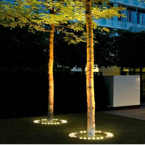 Elegant warm white LED garden spotlights for illuminating trees and landscapes