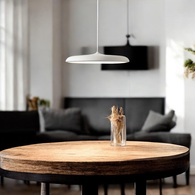 Scandinavian LED pendant light in a disc design