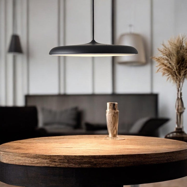 Scandinavian LED pendant light in a disc design