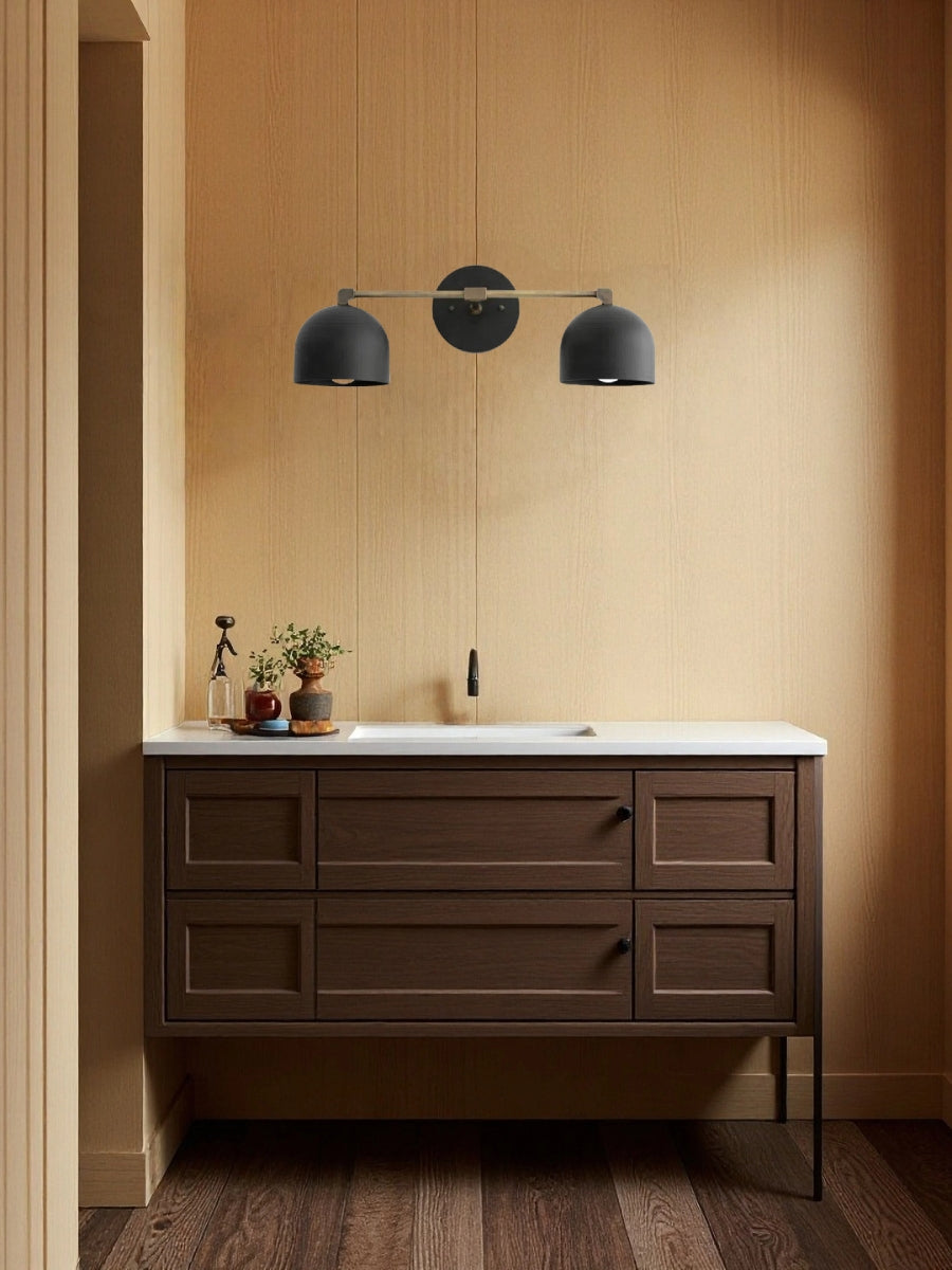 Mid-century wall light – brass bathroom mirror lamp in retro style