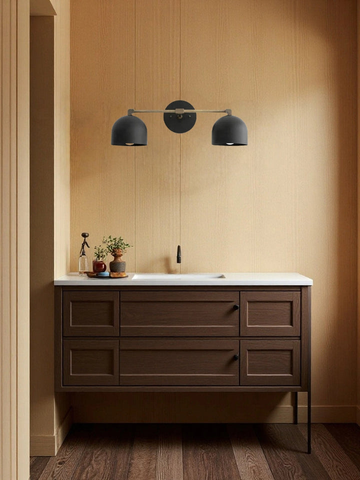 Mid-century wall light – brass bathroom mirror lamp in retro style