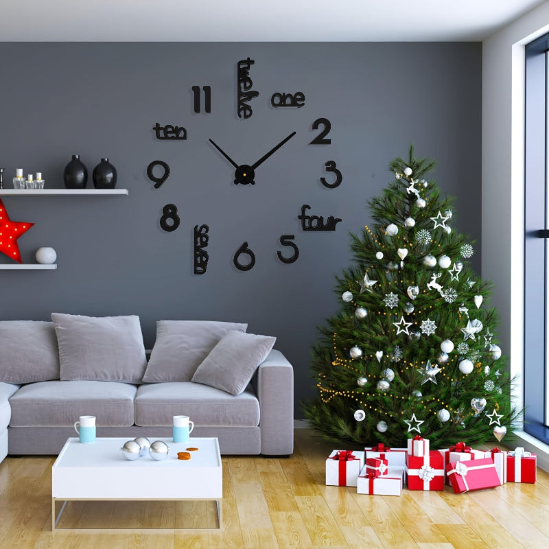 Modern 3D frameless wall clock for living room