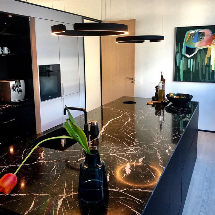 Modern LED pendant light in ring shape with ceiling mounting