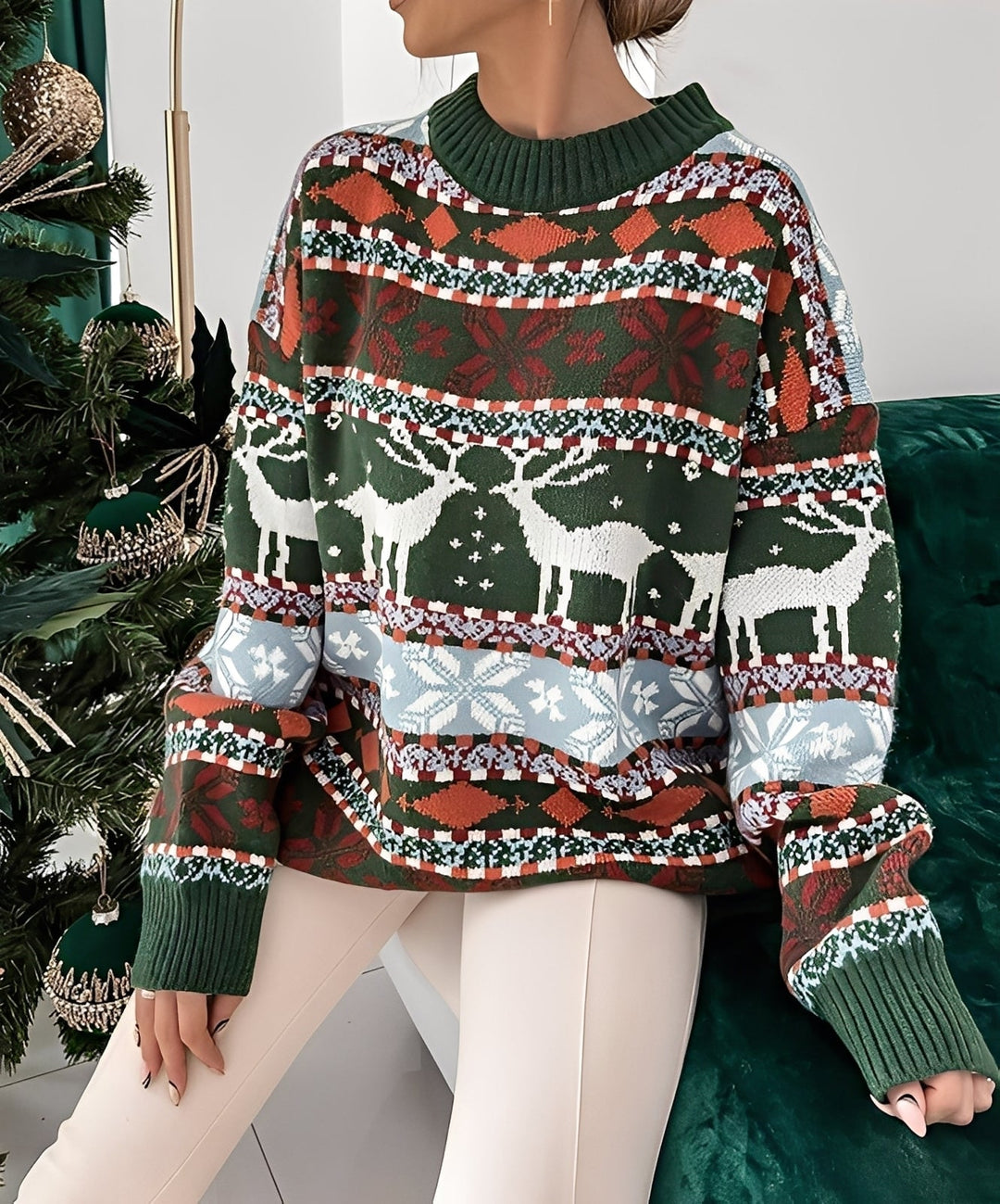 Women's Christmas Sweater with Classic Motif 