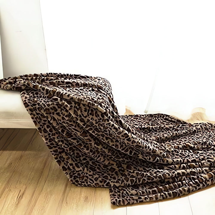 Warm leopard print blanket for sofa and bed 