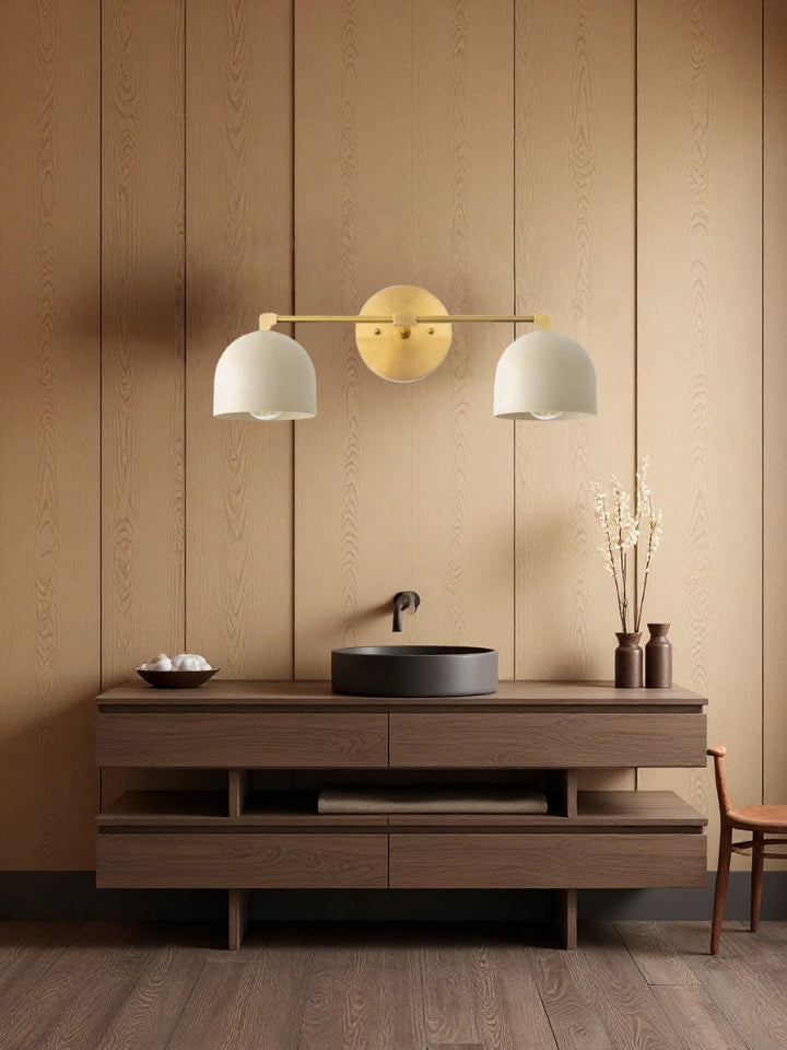 Mid-century wall light – brass bathroom mirror lamp in retro style