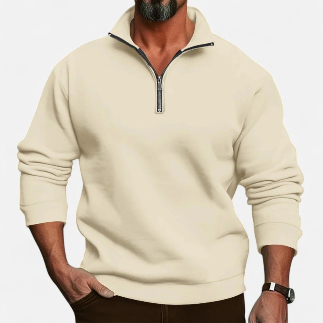 Men's Half-Zip Pullover with Stand-Up Collar