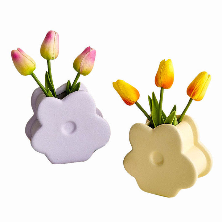 Keramik Blumenvase Pastellfarben