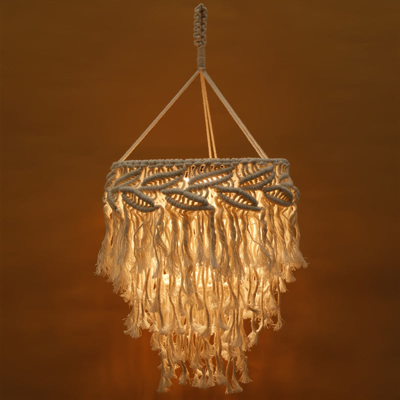 Boho macrame hanging lamp with tassels