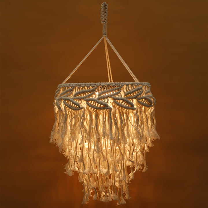 Boho macrame hanging lamp with tassels