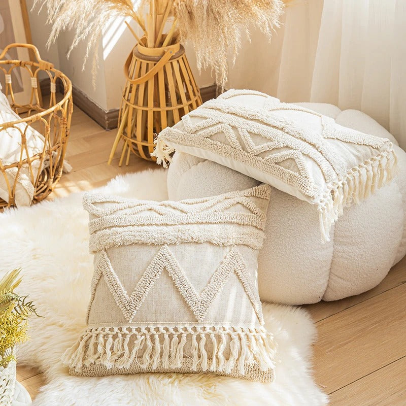 Bügelfreier Kissenbezug Beige Boho Design