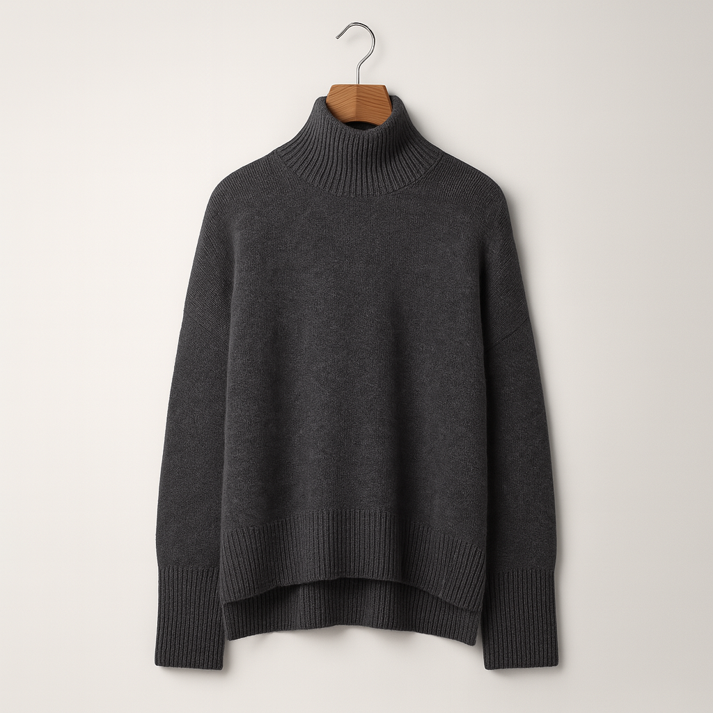 Women's cashmere blend roll-neck sweater with classic design