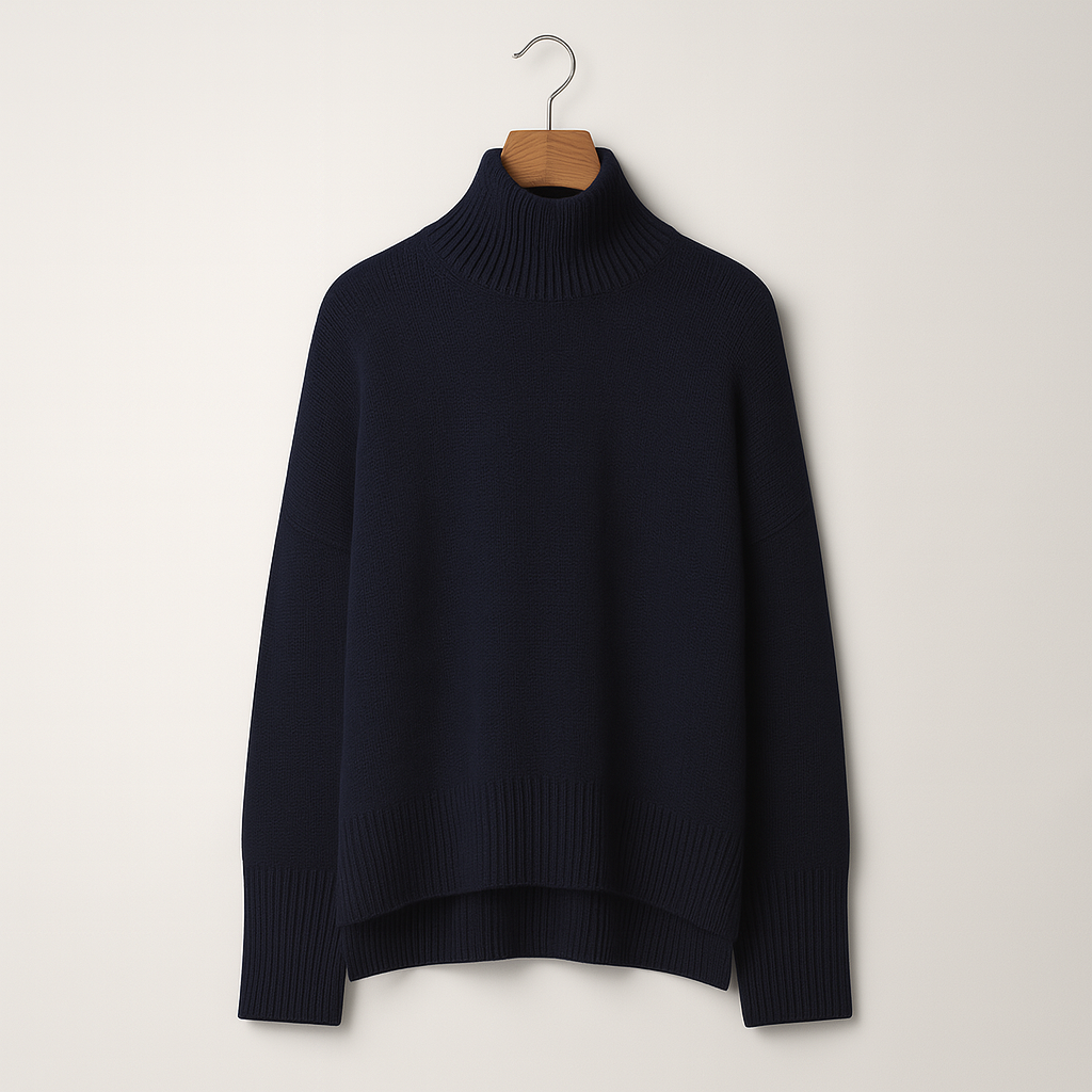 Women's cashmere blend roll-neck sweater with classic design