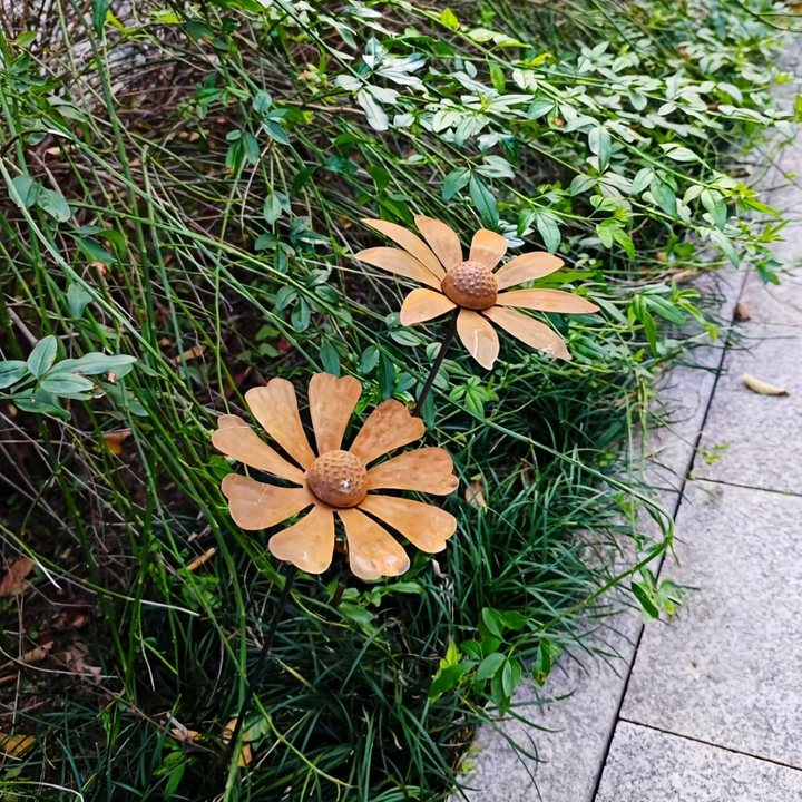 Metall-Gartensporn Kamillenblumen-Skulptur 65 cm