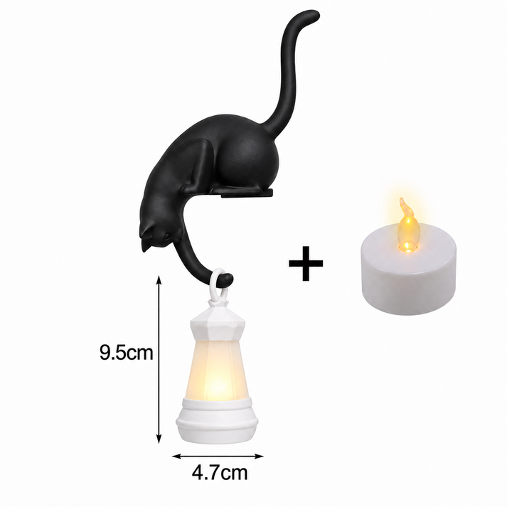 Verspielte Katzenlampe mit hängender Laterne als Geschenkidee