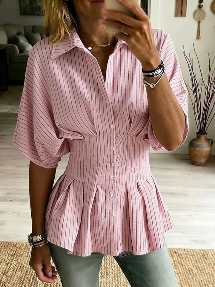 Women’s Short Sleeve Button-Up Blouse