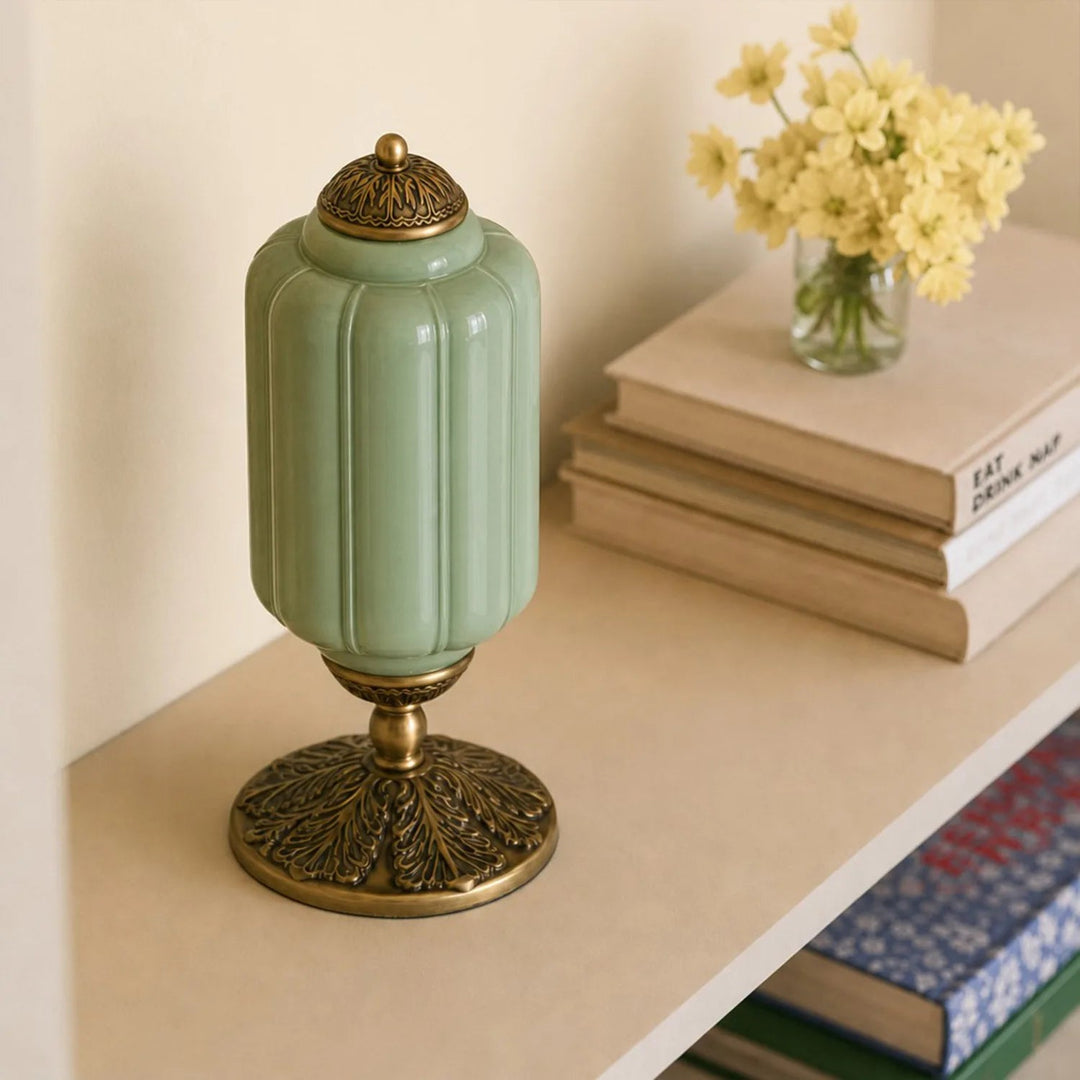 Table Lamp Glass Textured Cream Retro Design
