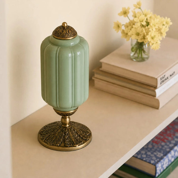 Table Lamp Glass Textured Cream Retro Design